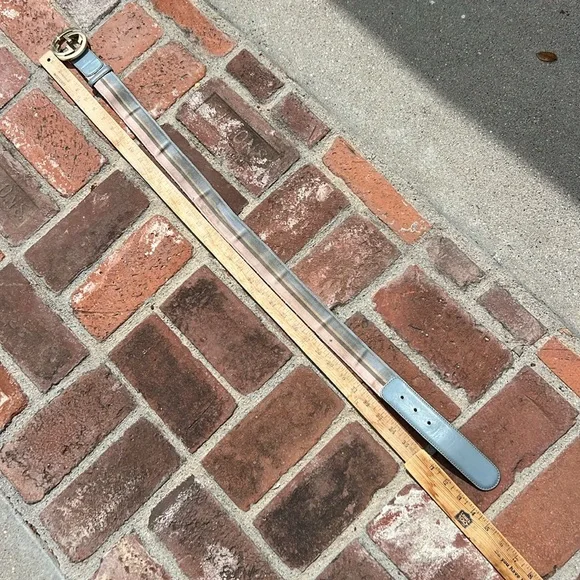 Gucci Multicolor Stripe Canvas and Leather Interlocking G Buckle Belt . Size 36 - Picture 15 of 17